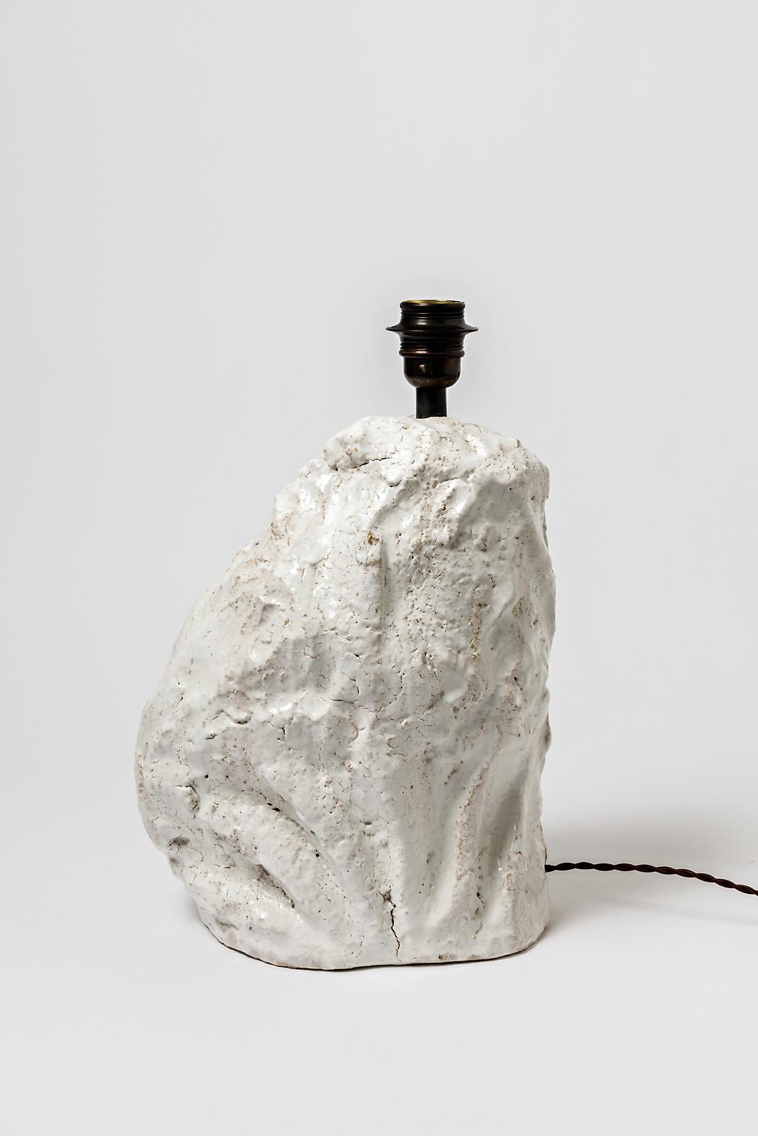 Beaux Arts Ceramic Table Lamp with White Glaze by Hervé Rousseau, 2022 / Ref 10