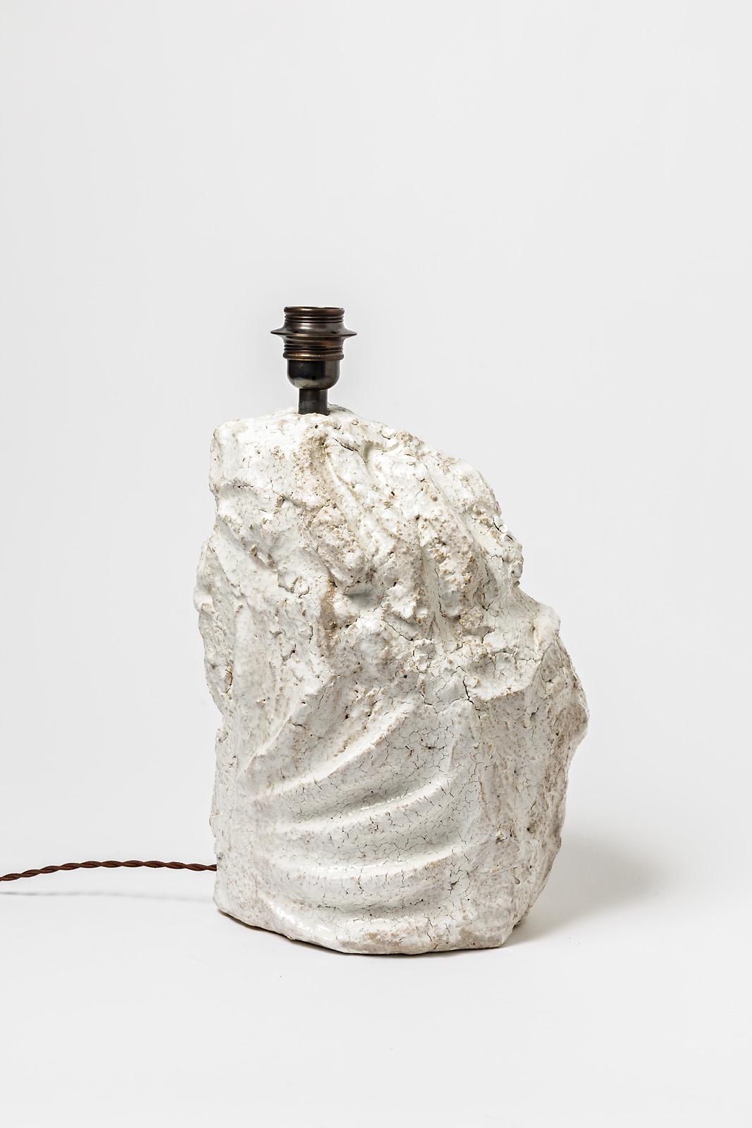 Beaux-Arts Lampe de table en céramique à l'émail blanc par Hervé Rousseau, 2022 / REF 4 en vente