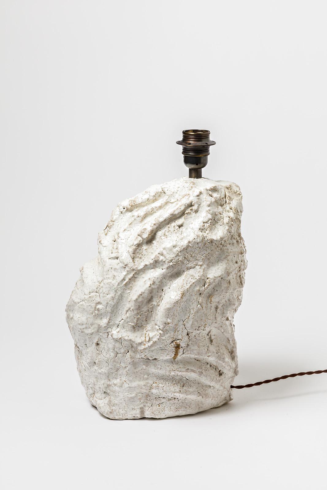 Lampe de table en céramique à l'émail blanc par Hervé Rousseau, 2022 / REF 4 Neuf - En vente à Saint-Ouen, FR