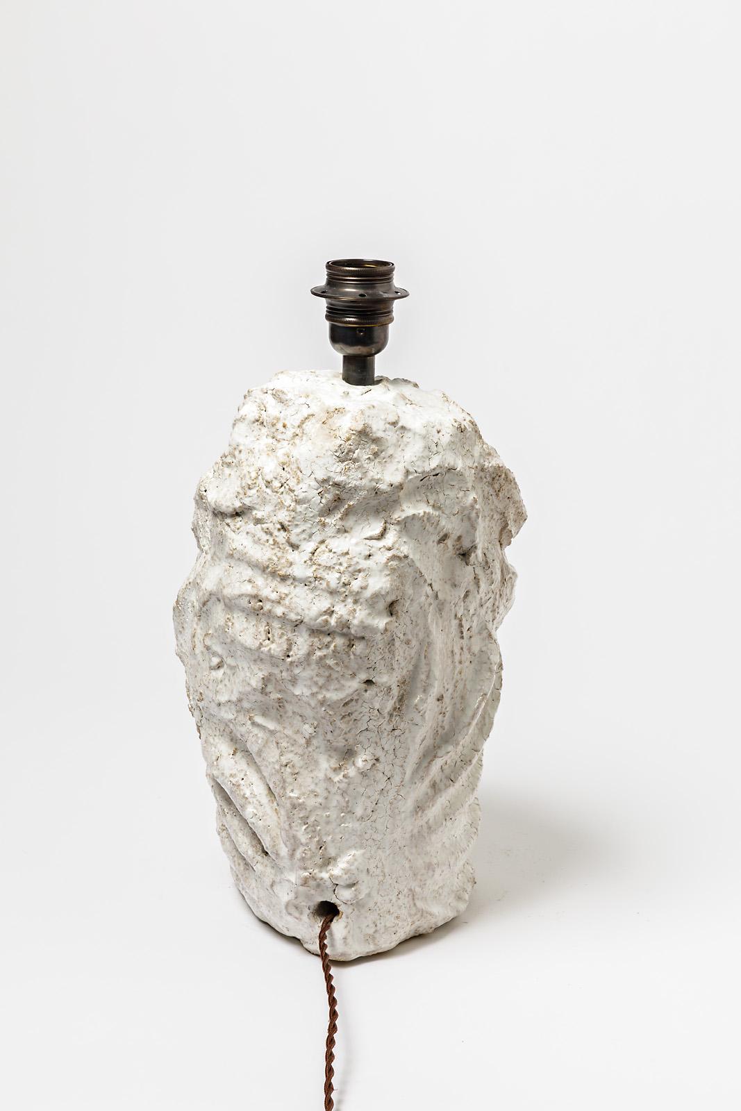 Céramique Lampe de table en céramique à l'émail blanc par Hervé Rousseau, 2022 / REF 4 en vente