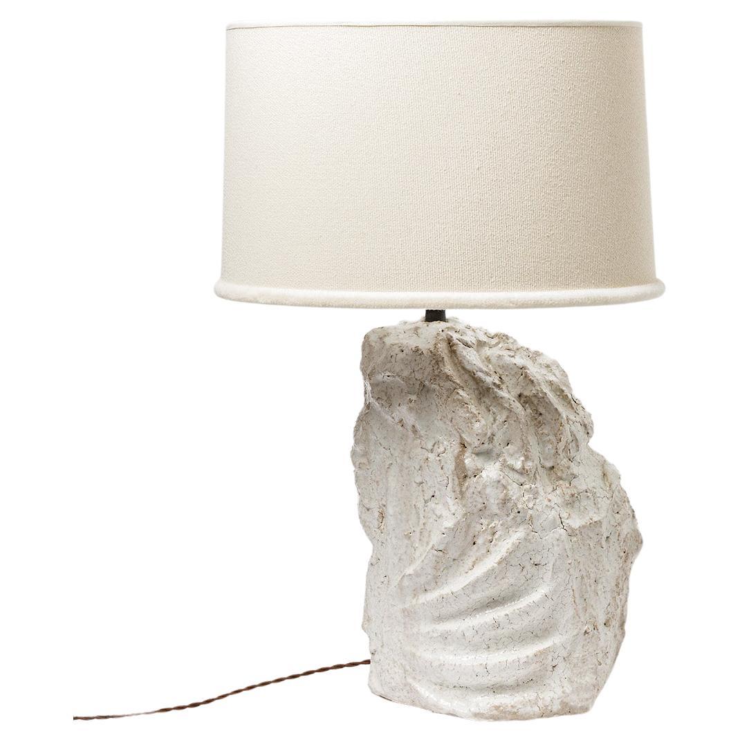 Ceramic Table Lamp with White Glaze by Hervé Rousseau, 2022 / REF 4 For Sale