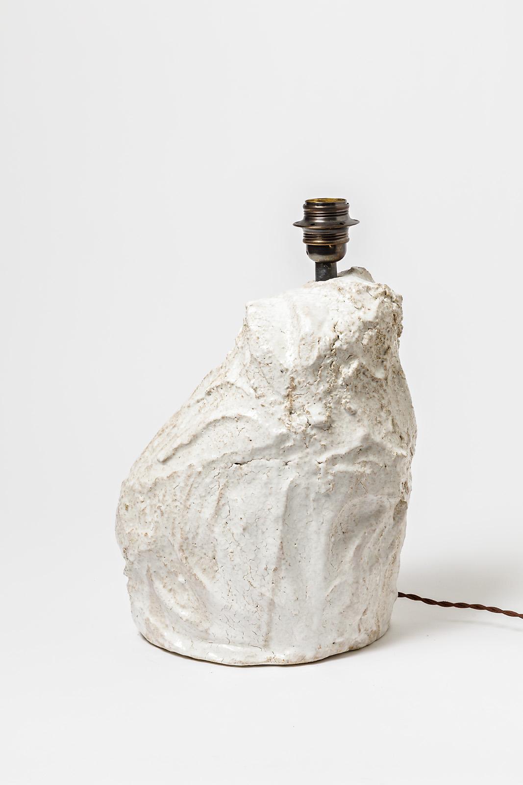 Tischlampe aus Keramik mit weißer Glasur von Hervé Rousseau, 2022 / REF 5 (Beaux Arts) im Angebot
