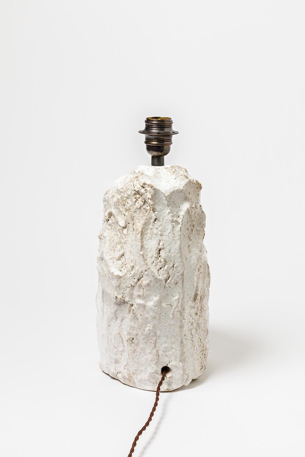 Tischlampe aus Keramik mit weißer Glasur von Hervé Rousseau, 2022 / REF 5 (Französisch) im Angebot