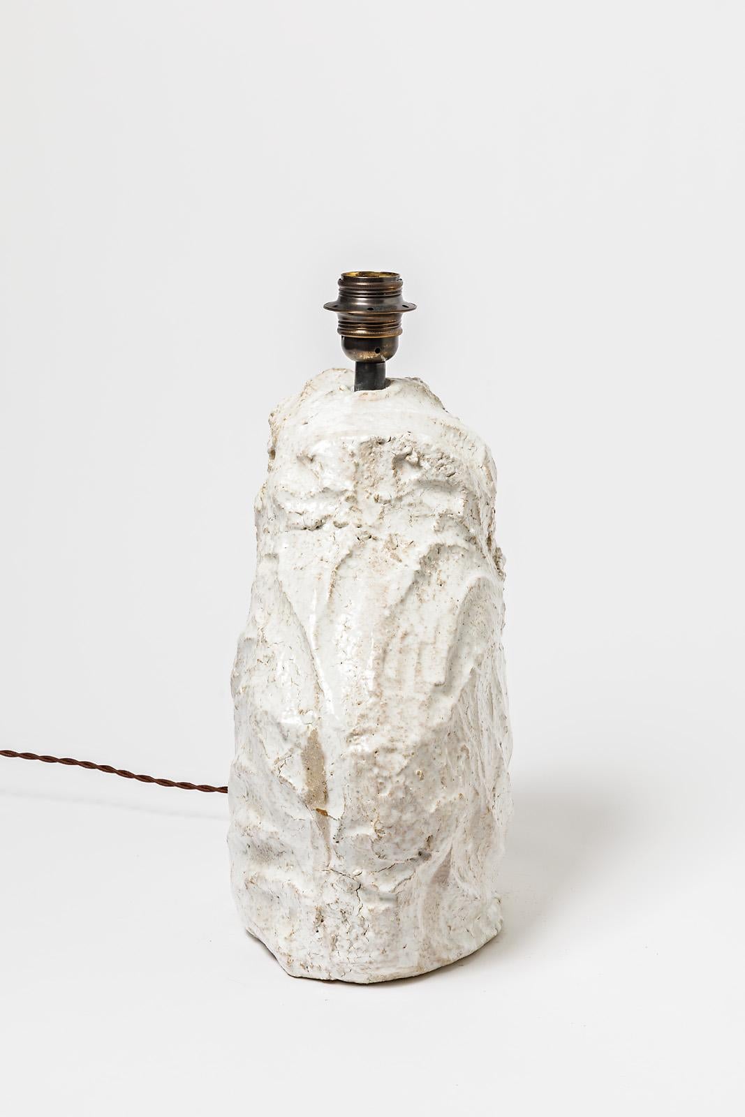 Céramique Lampe de table en céramique à glaçure blanche par Hervé Rousseau, 2022 / REF 5 en vente