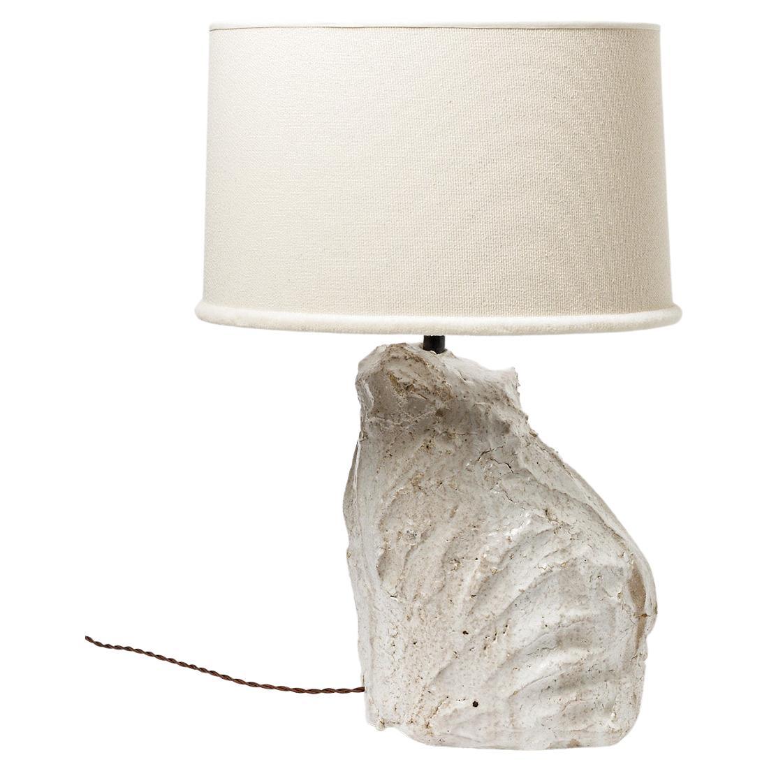 A ceramic table lamp with white glaze by Hervé Rousseau, 2022 / REF 5 For Sale