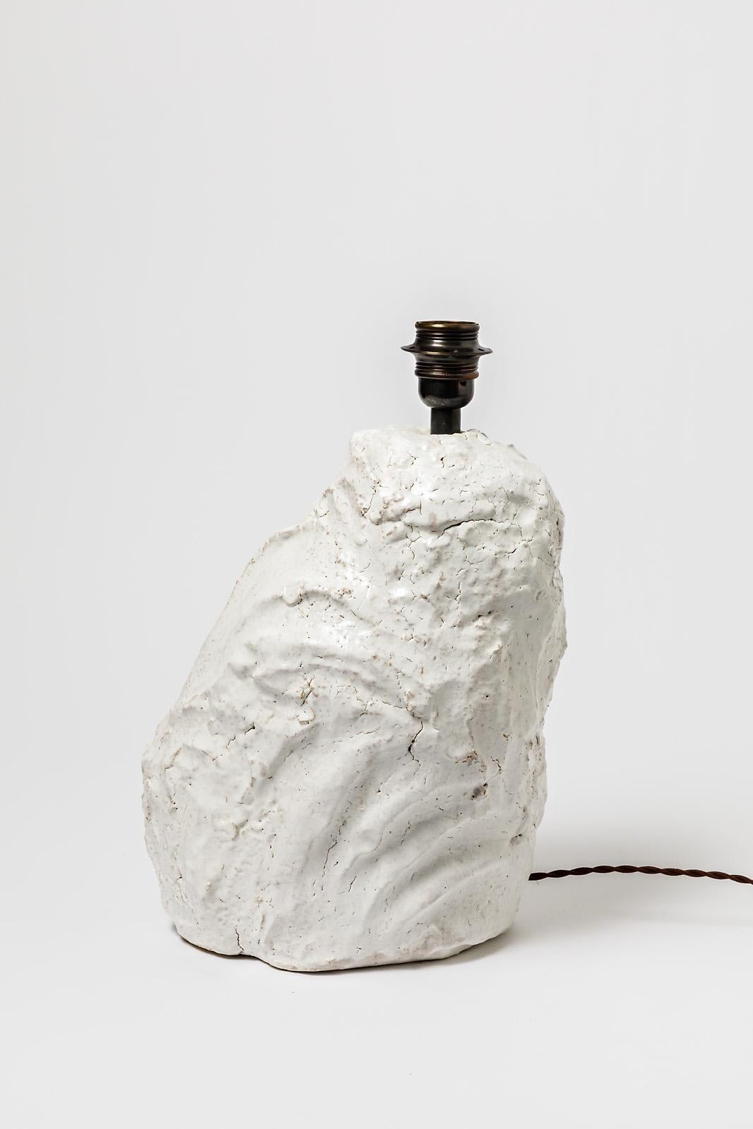 Beaux-Arts Lampe de table en céramique avec glaçure blanche par Hervé Rousseau, 2022 / Ref 6 en vente