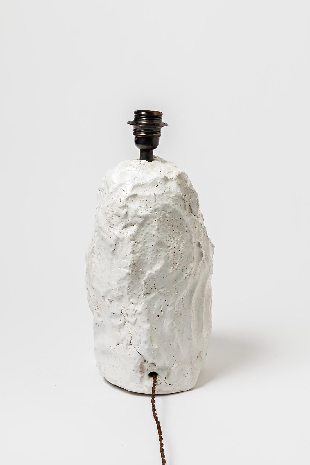 Lampe de table en céramique avec glaçure blanche par Hervé Rousseau, 2022 / Ref 6 Neuf - En vente à Saint-Ouen, FR