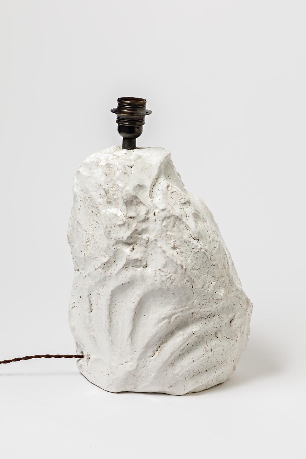 XXIe siècle et contemporain Lampe de table en céramique avec glaçure blanche par Hervé Rousseau, 2022 / Ref 6 en vente