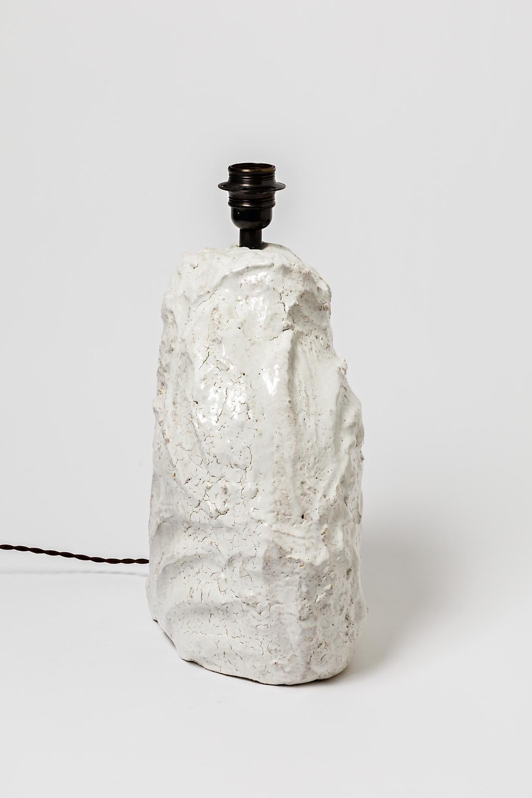 Keramische Tischlampe mit weißer Glasur von Hervé Rousseau, 2022 / Ref 6 (Keramik) im Angebot