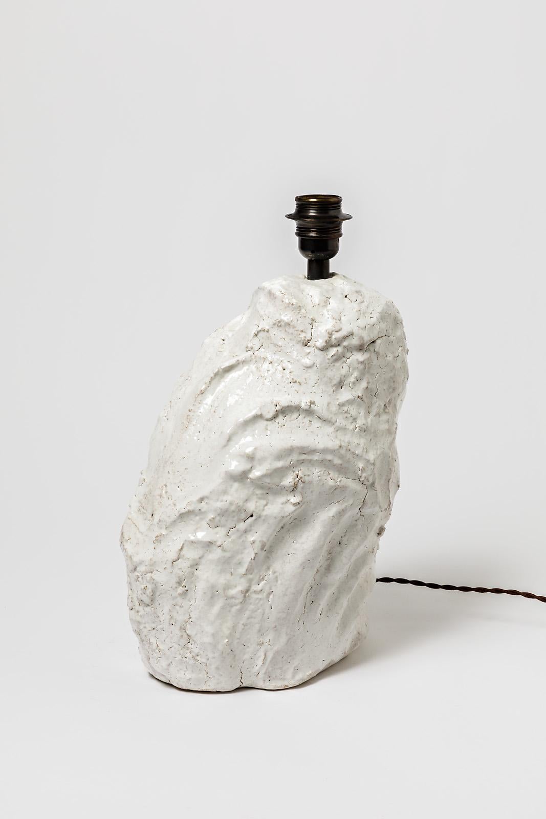 Keramische Tischlampe mit weißer Glasur von Hervé Rousseau, 2022 / Ref 6 im Angebot 1