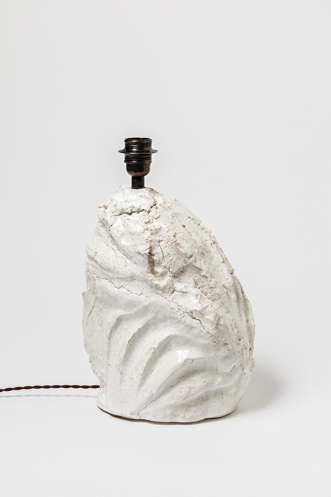 Beaux-Arts Lampe de table en céramique avec glaçure blanche par Hervé Rousseau, 2022 / REF 7 en vente