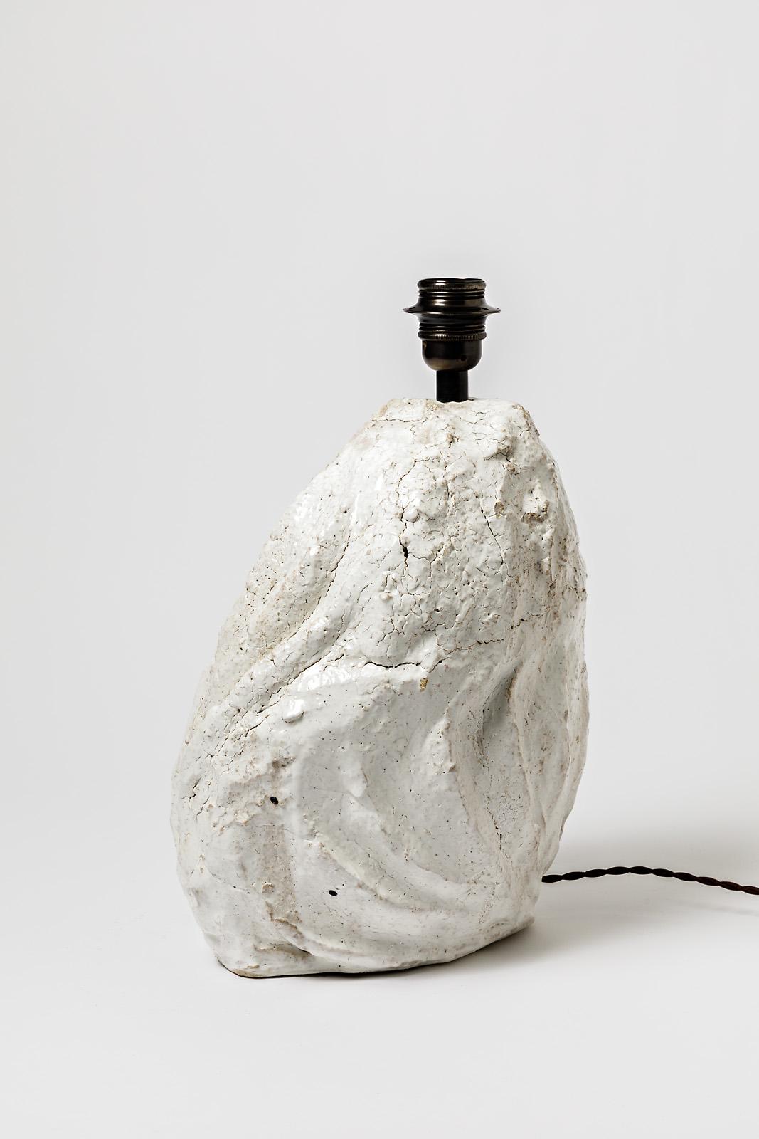 Tischlampe aus Keramik mit weißer Glasur von Hervé Rousseau, 2022 / REF 7 (Französisch) im Angebot