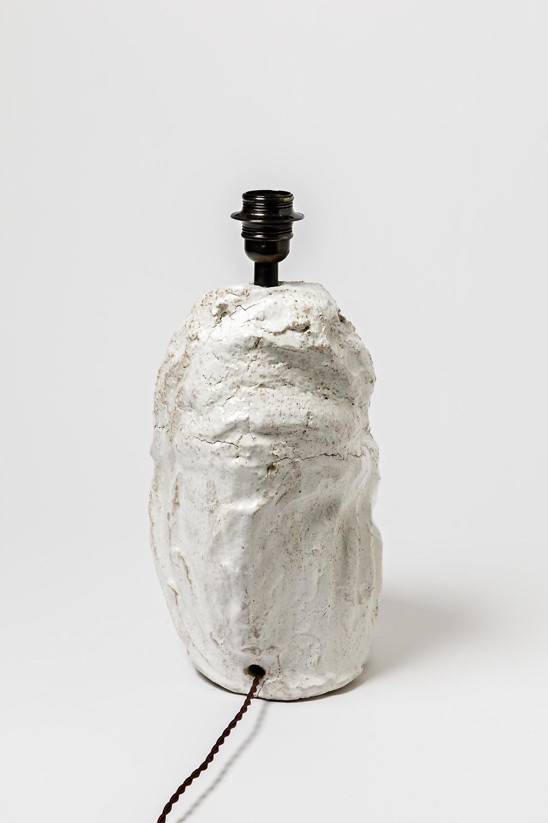 XXIe siècle et contemporain Lampe de table en céramique avec glaçure blanche par Hervé Rousseau, 2022 / REF 7 en vente