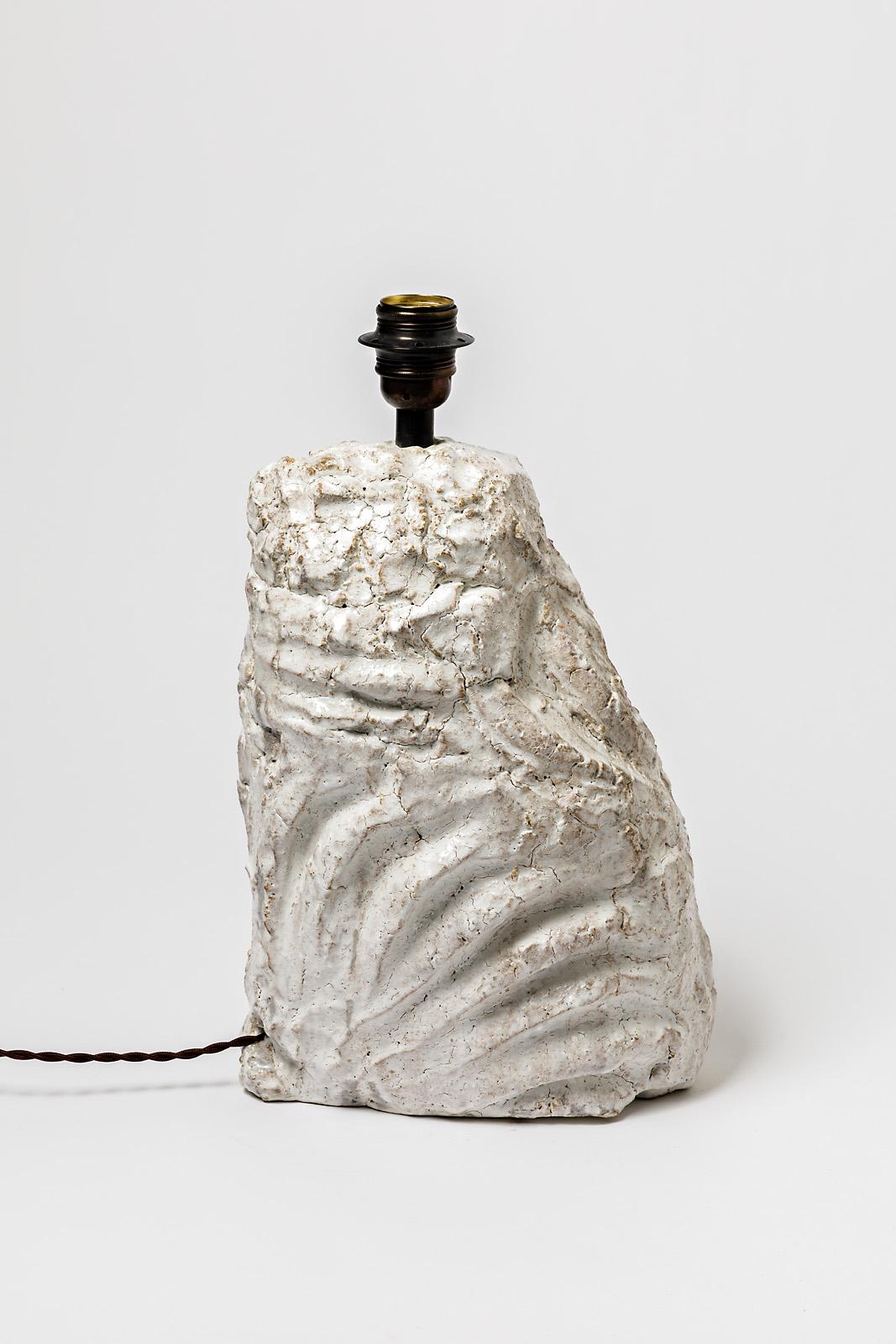 Keramische Tischlampe mit weißer Glasur von Hervé Rousseau, 2022 / Ref 8 (Beaux Arts) im Angebot