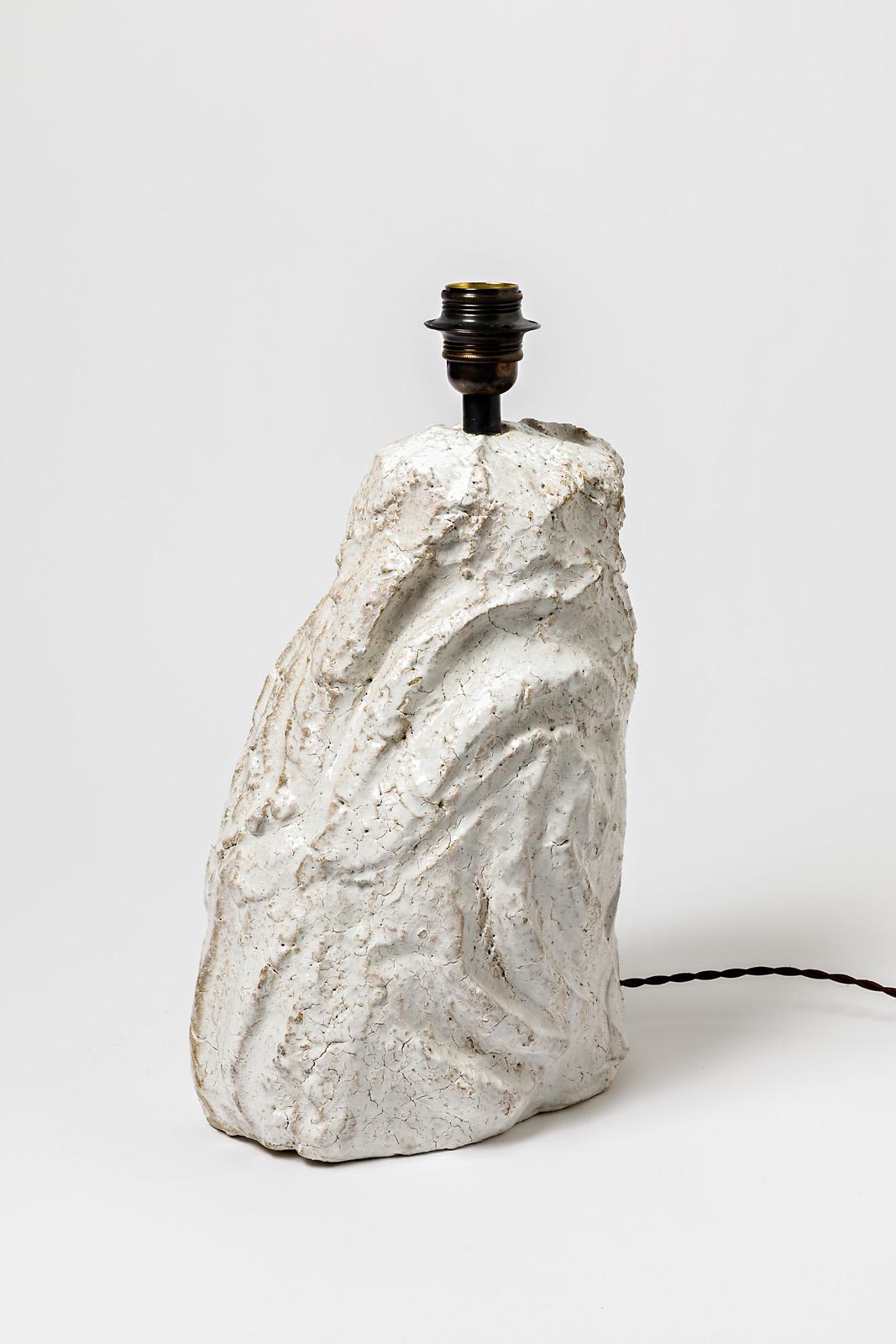 Ceramic Table Lamp with White Glaze by Hervé Rousseau, 2022 / Ref 8 In New Condition For Sale In Saint-Ouen, FR