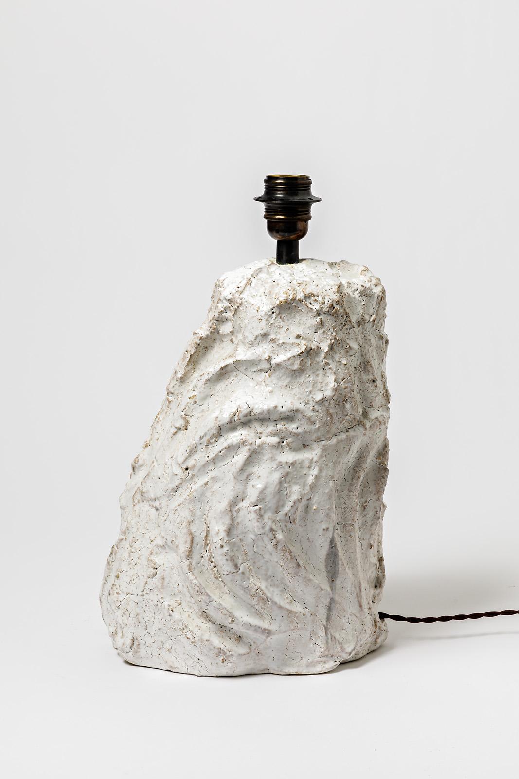 XXIe siècle et contemporain Lampe de table en céramique avec glaçure blanche par Hervé Rousseau, 2022 / Ref 8 en vente