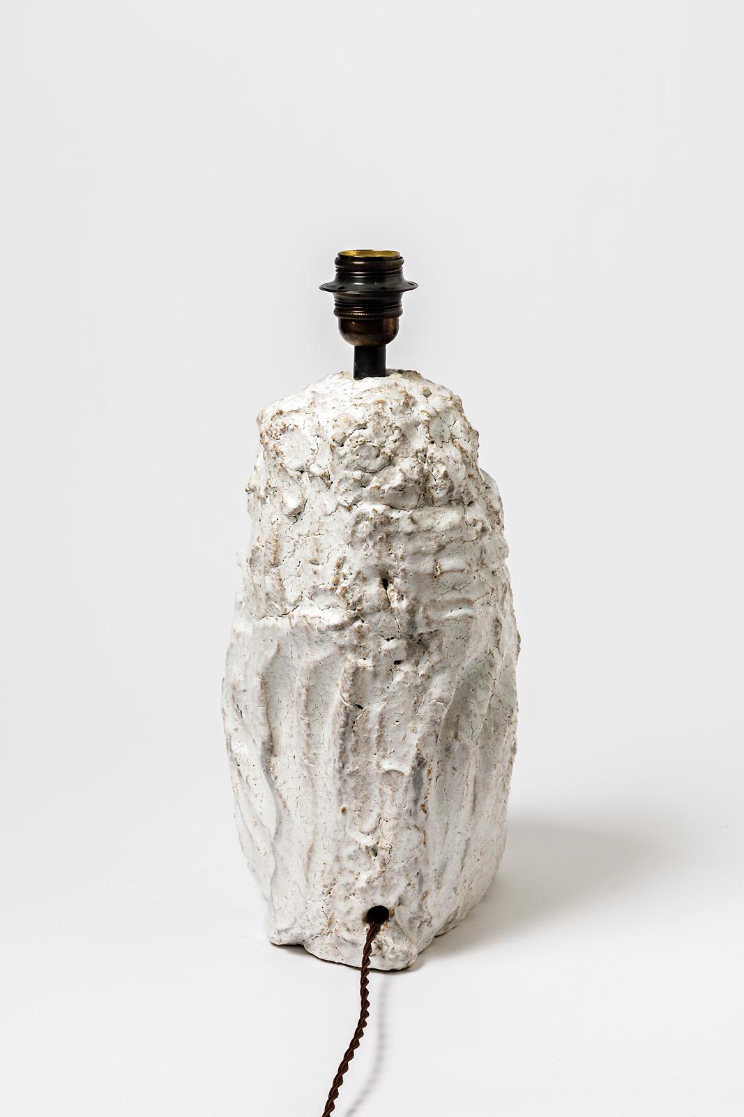Keramische Tischlampe mit weißer Glasur von Hervé Rousseau, 2022 / Ref 8 (Keramik) im Angebot