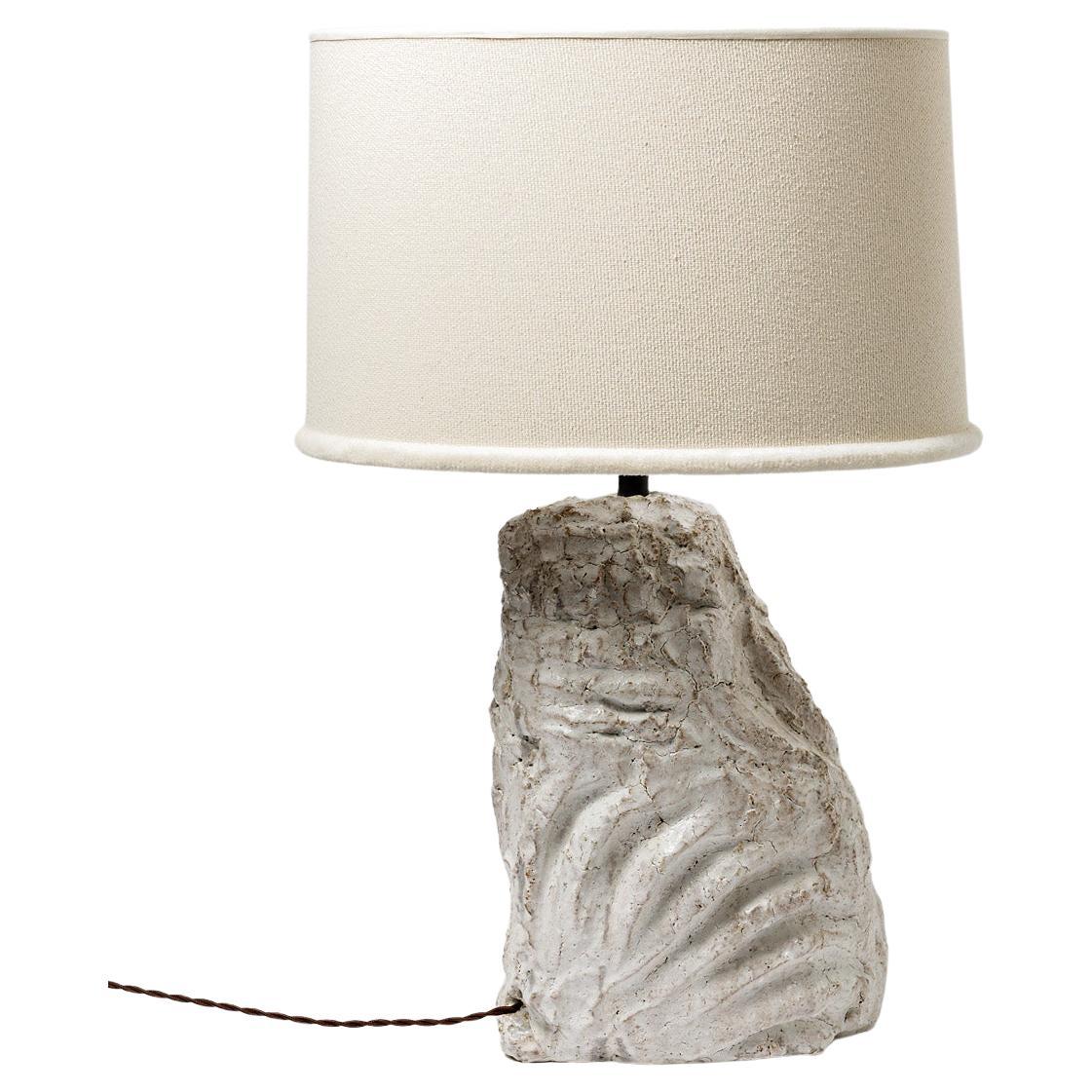 Lampe de table en céramique avec glaçure blanche par Hervé Rousseau, 2022 / Ref 8