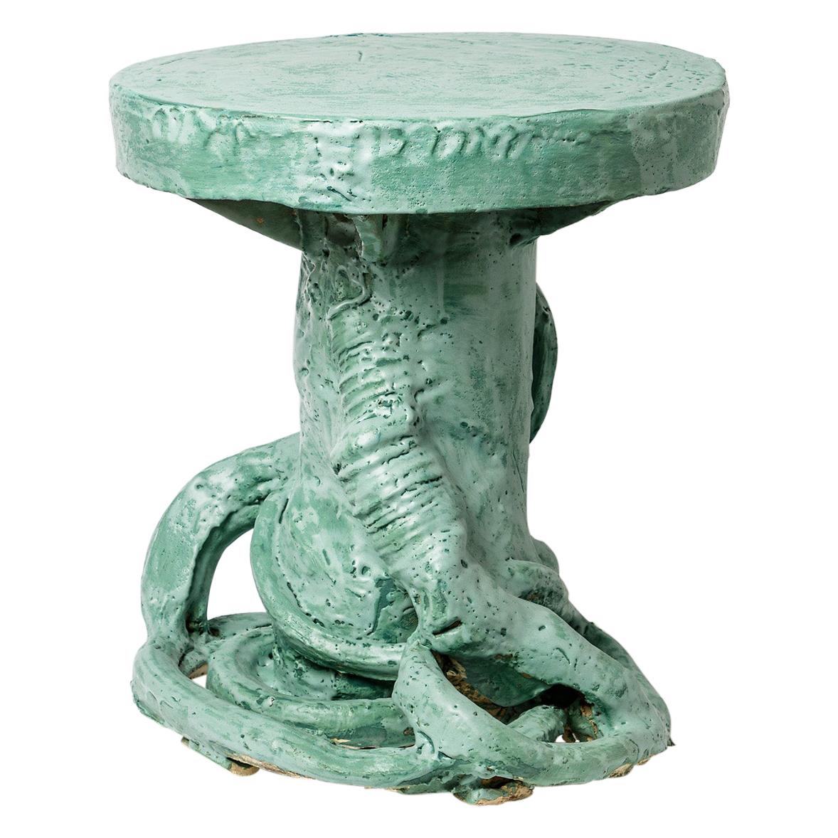 Ceramic Table with Green Glaze Decoration by Patrick Crulis, 2021