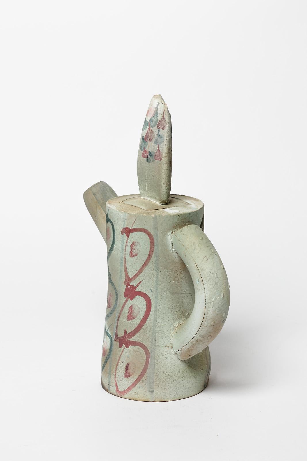 A ceramic tea pot with abstract glaze decoration by David Miller, (1942-2008)
Perfect original conditions.
Unique piece,
Circa 1990.
 
     
 