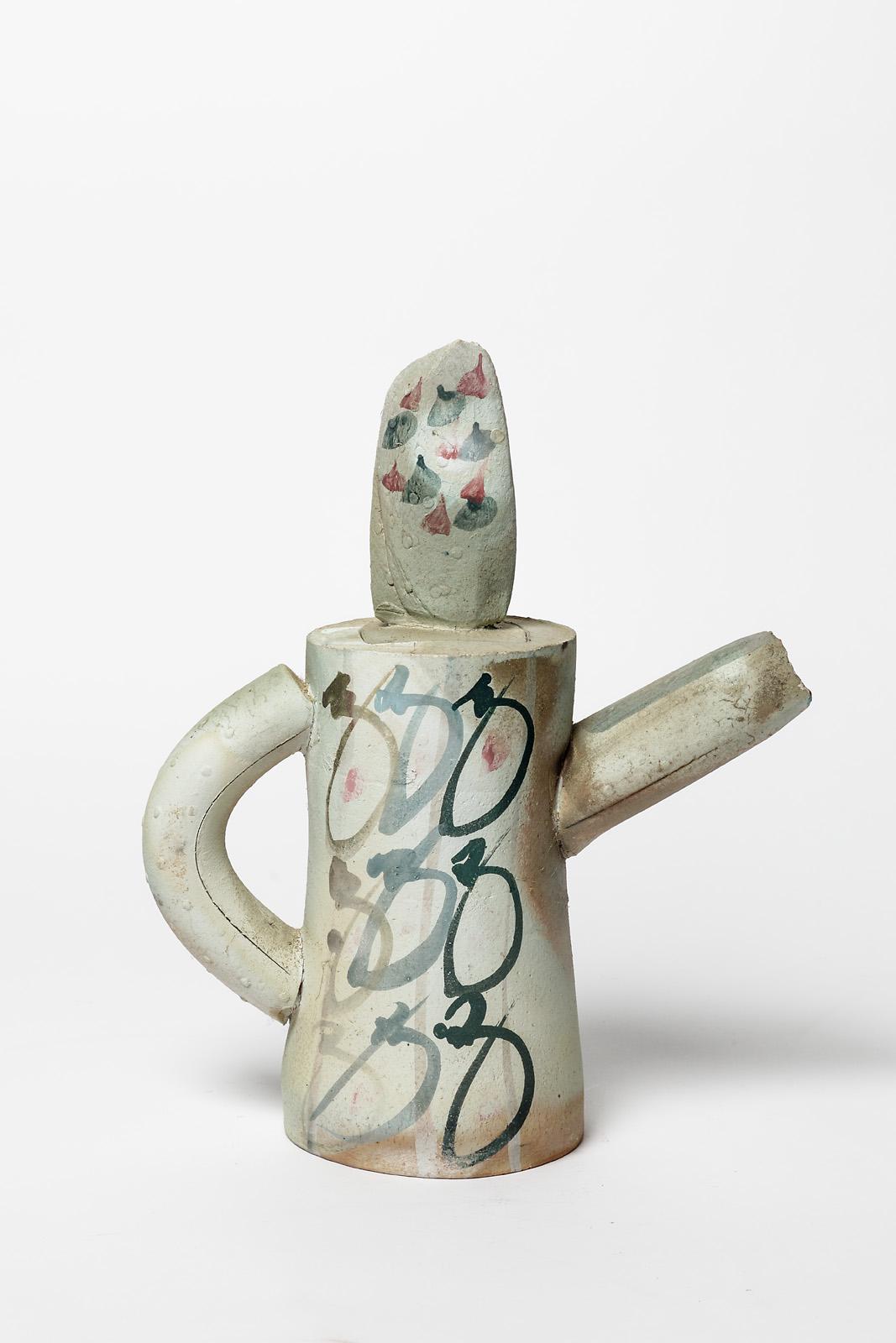 Beaux Arts Ceramic Tea Pot with Abstract Glaze Decoration by David Miller, circa 1990
