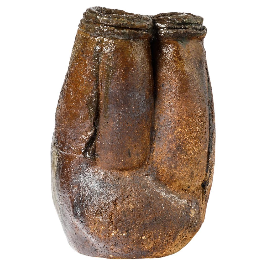 Ceramic Vase by Gerard Brossard to La Borne, circa 1980-1990
