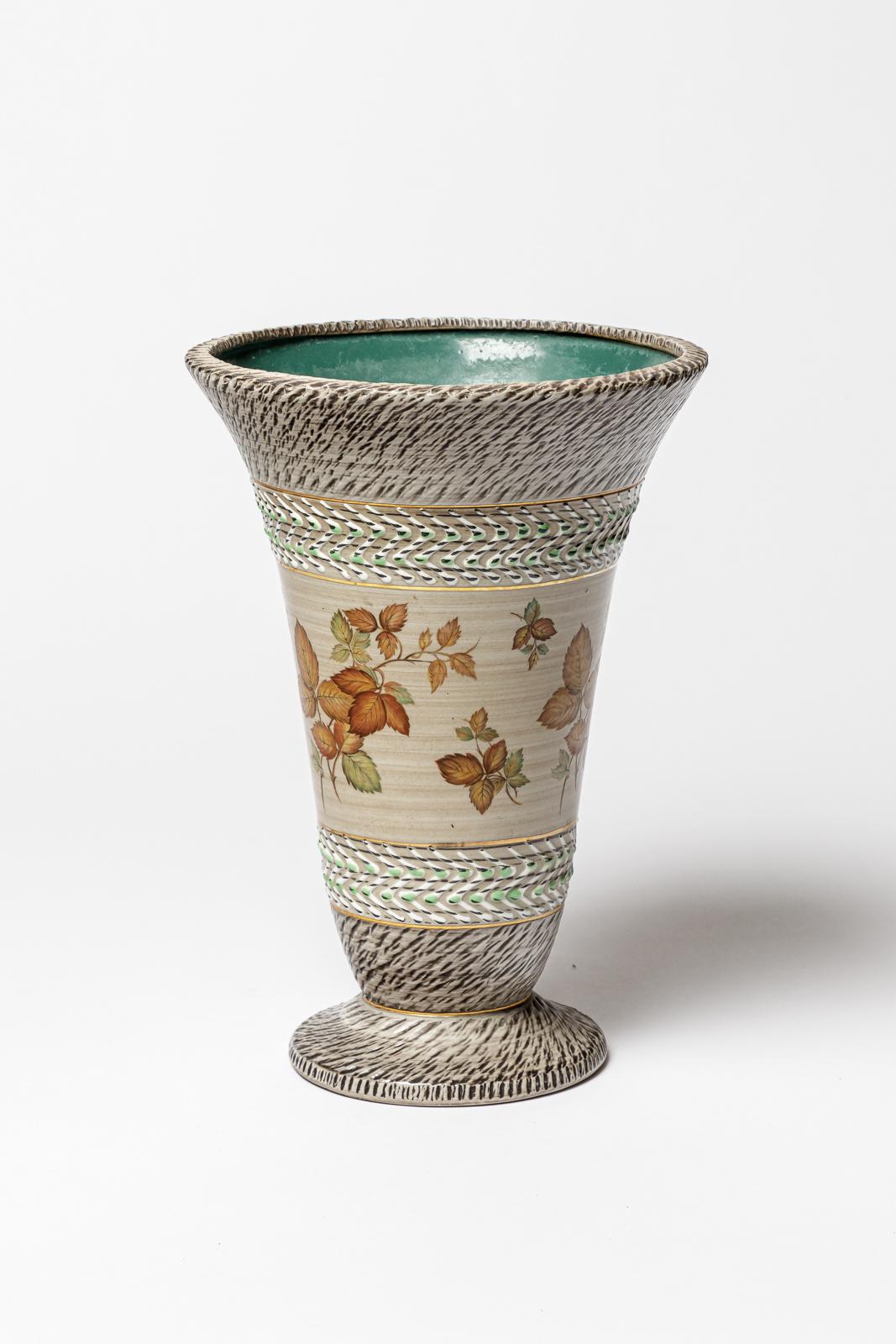 Art Déco Vaso in ceramica di Jacques Breugnot , circa 1960-1970 in vendita