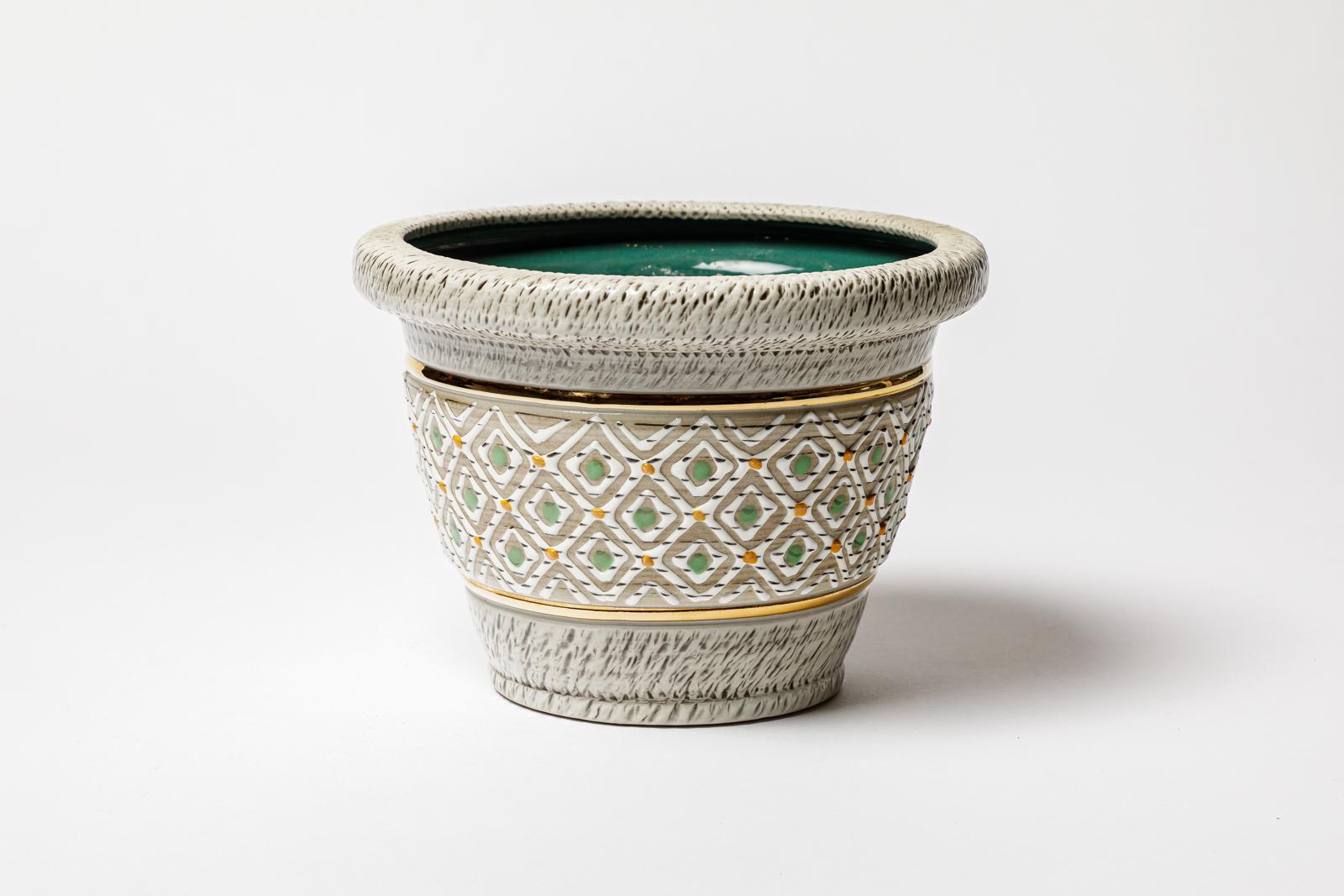 Art Déco Vaso in ceramica di Jacques Breugnot , circa 1970 in vendita