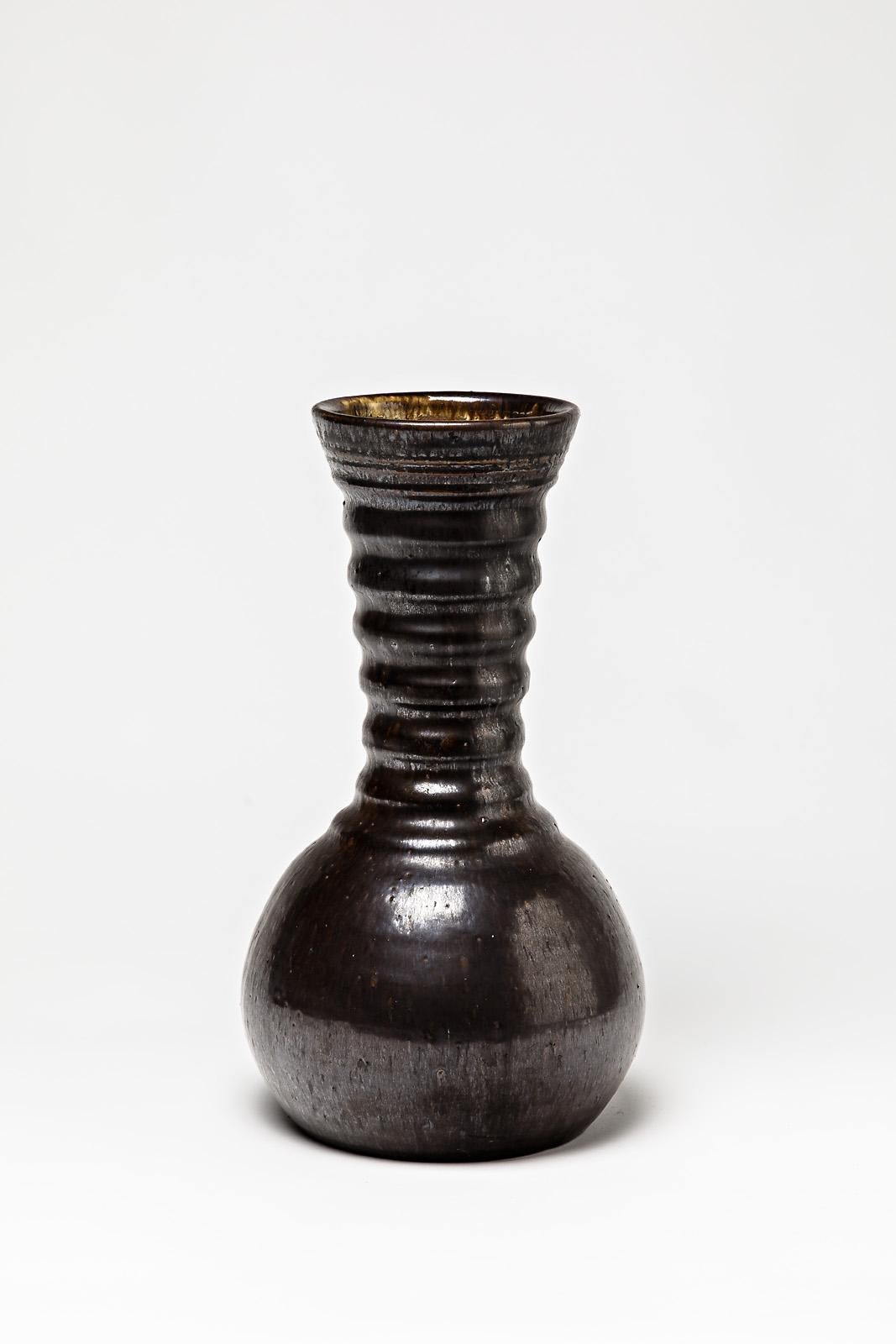 Beaux Arts Ceramic Vase by Jean Talbot, to La Borne, circa 1960-1970 For Sale