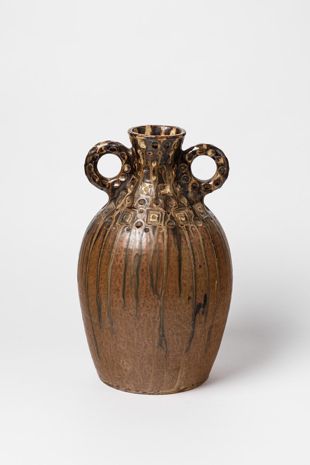 Art déco Vase en céramique par Joseph Talbot, à La Borne, vers 1940 en vente