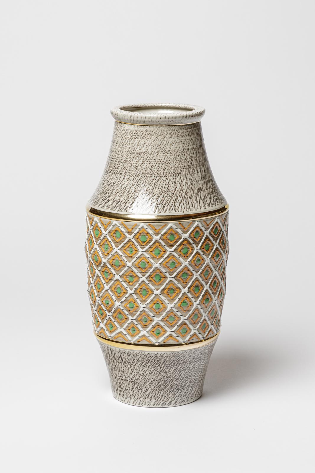 Art Déco Vaso in ceramica di Lucien Brisdoux, circa 1960-1970 in vendita