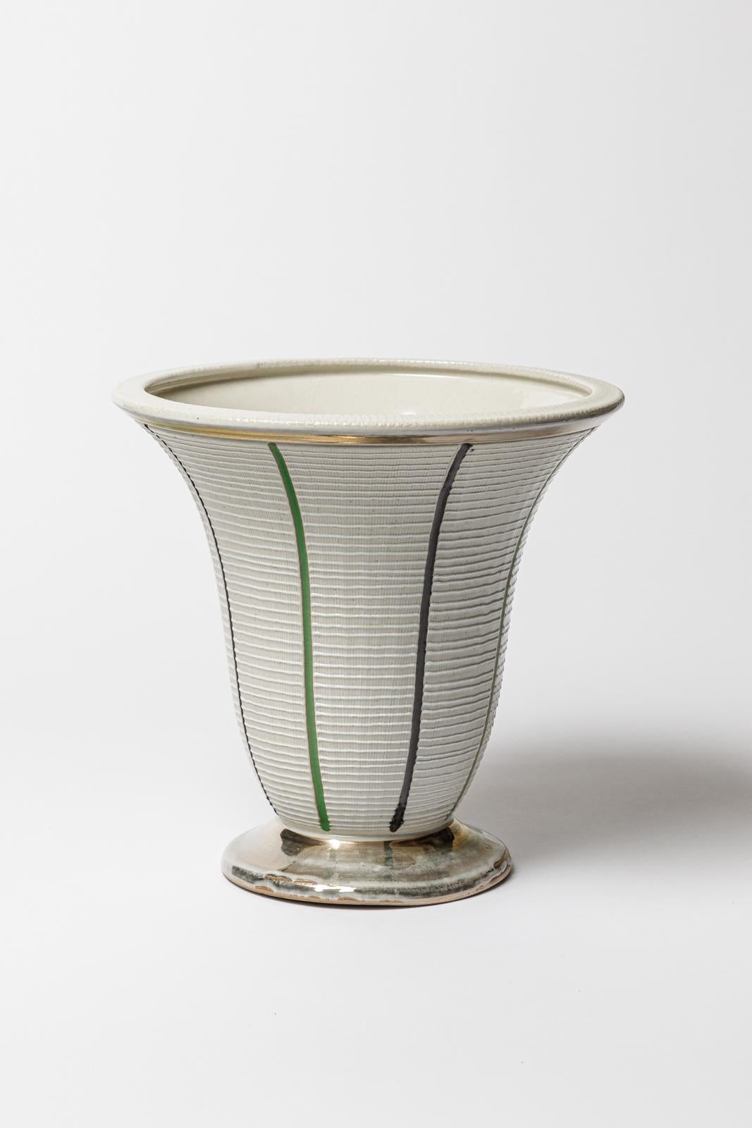 Art Déco Vaso in ceramica di Lucien Brisdoux, circa 1960-1970 in vendita