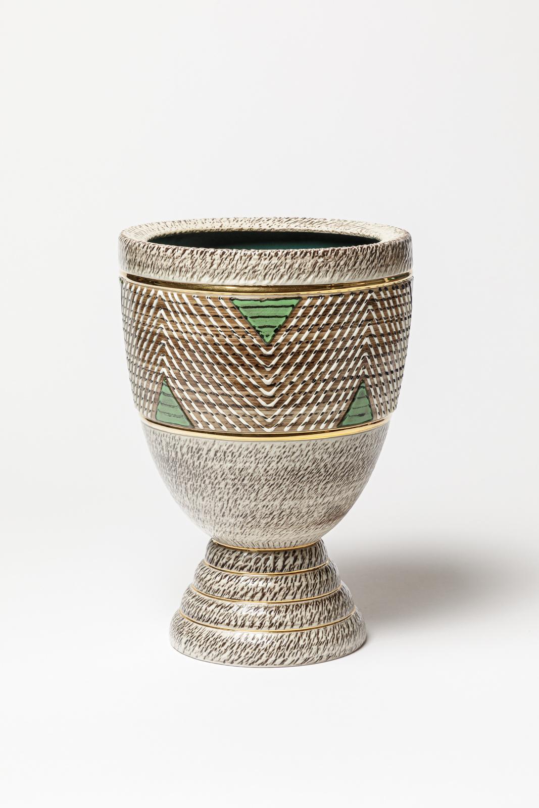 Art Déco Vaso in ceramica di Lucien Brisdoux, circa 1960-1970 in vendita