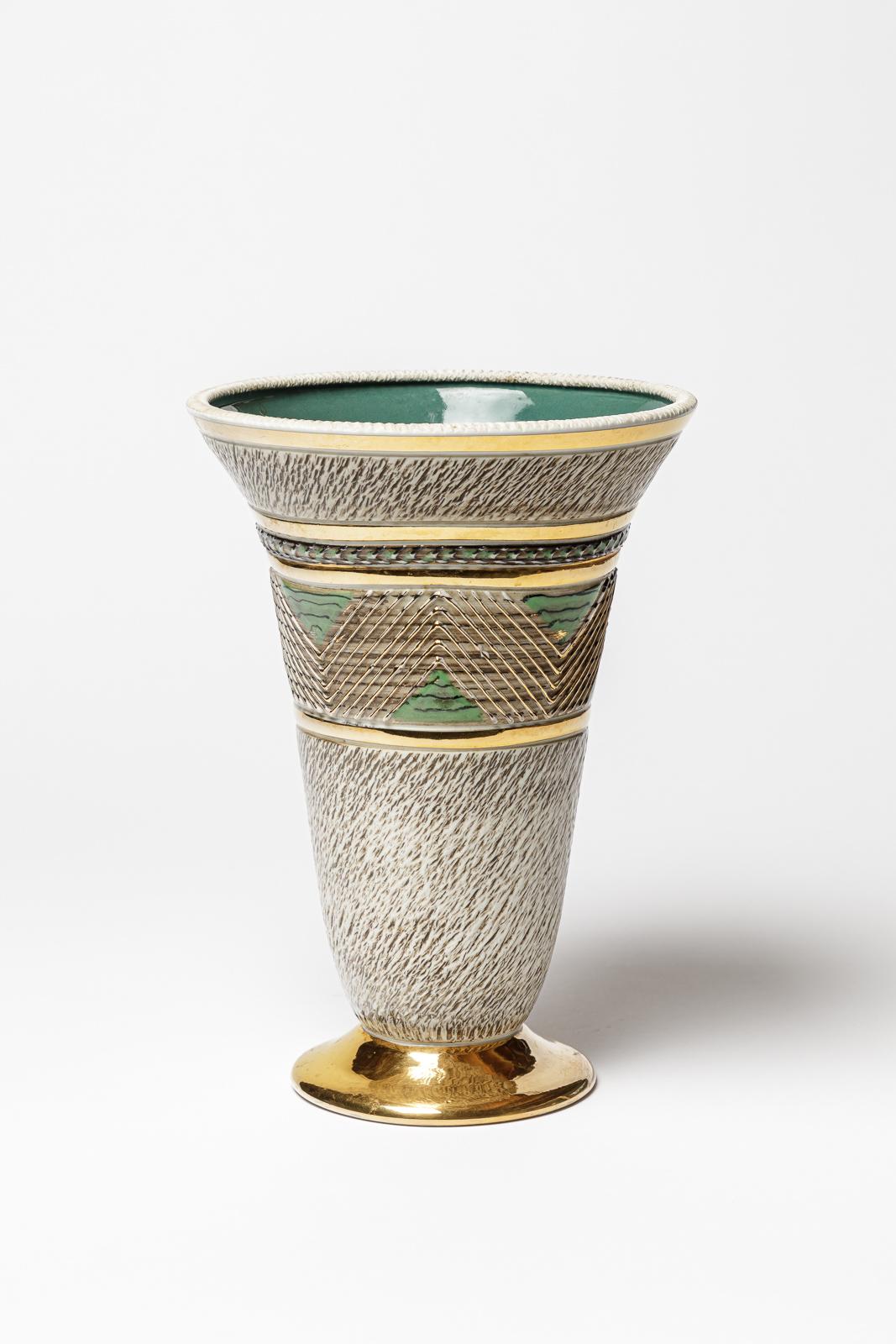 Art Déco Vaso in ceramica di Lucien Brisdoux, circa 1960-1970 in vendita