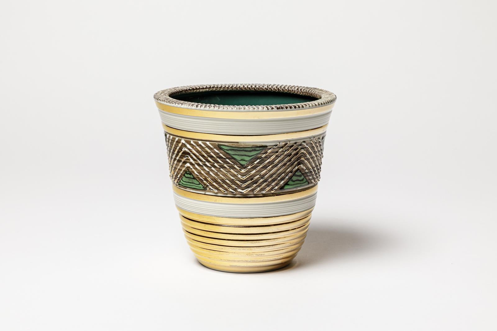 Art Déco Vaso in ceramica di Lucien Brisdoux, circa 1960-1970 in vendita