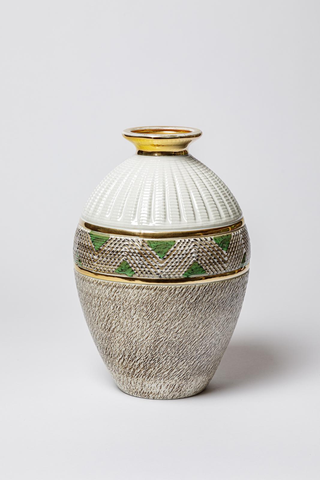 Art Déco Vaso in ceramica di Lucien Brisdoux, circa 1960-1970 in vendita