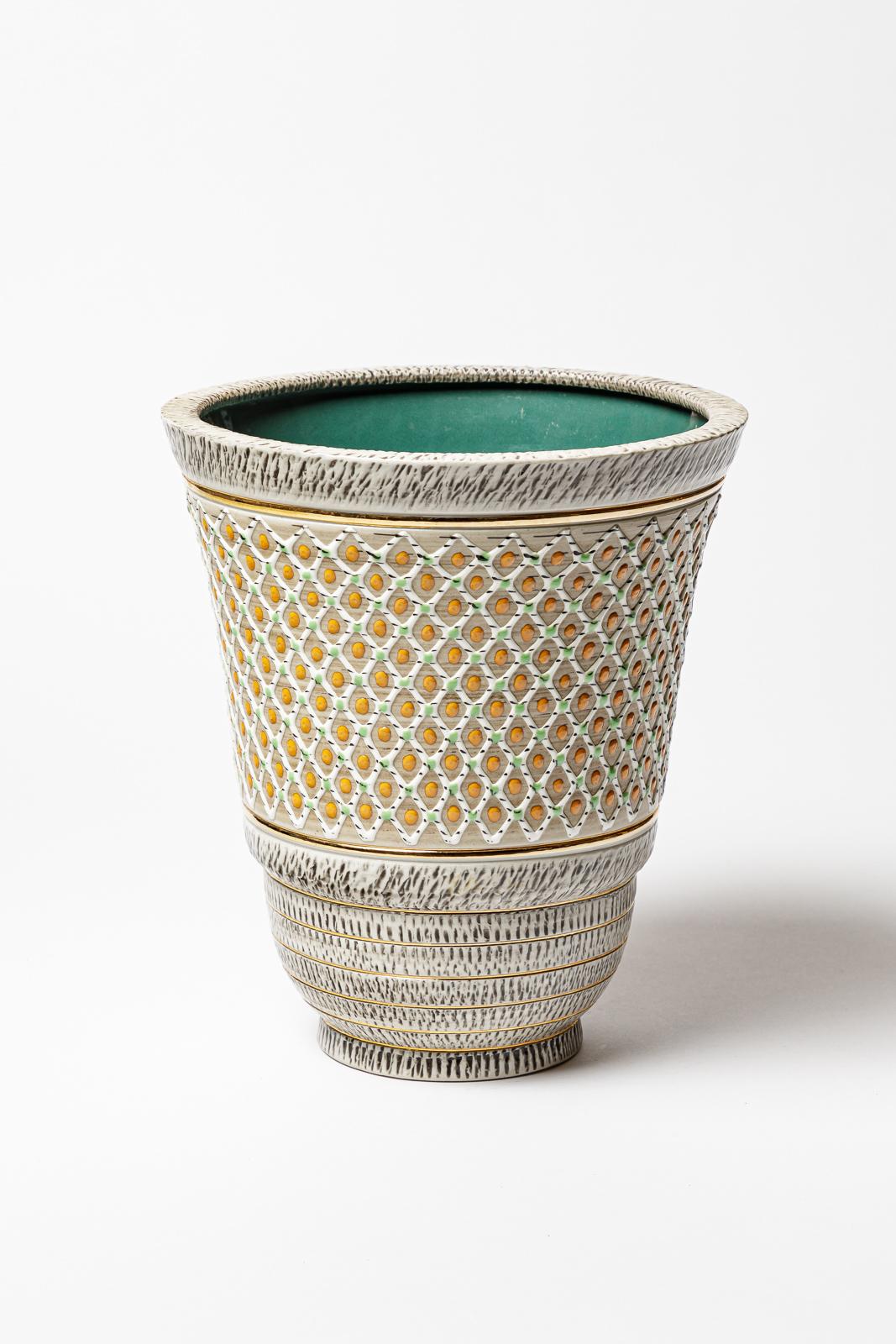 Art Déco Vaso in ceramica di Lucien Brisdoux, circa 1960-1970 in vendita