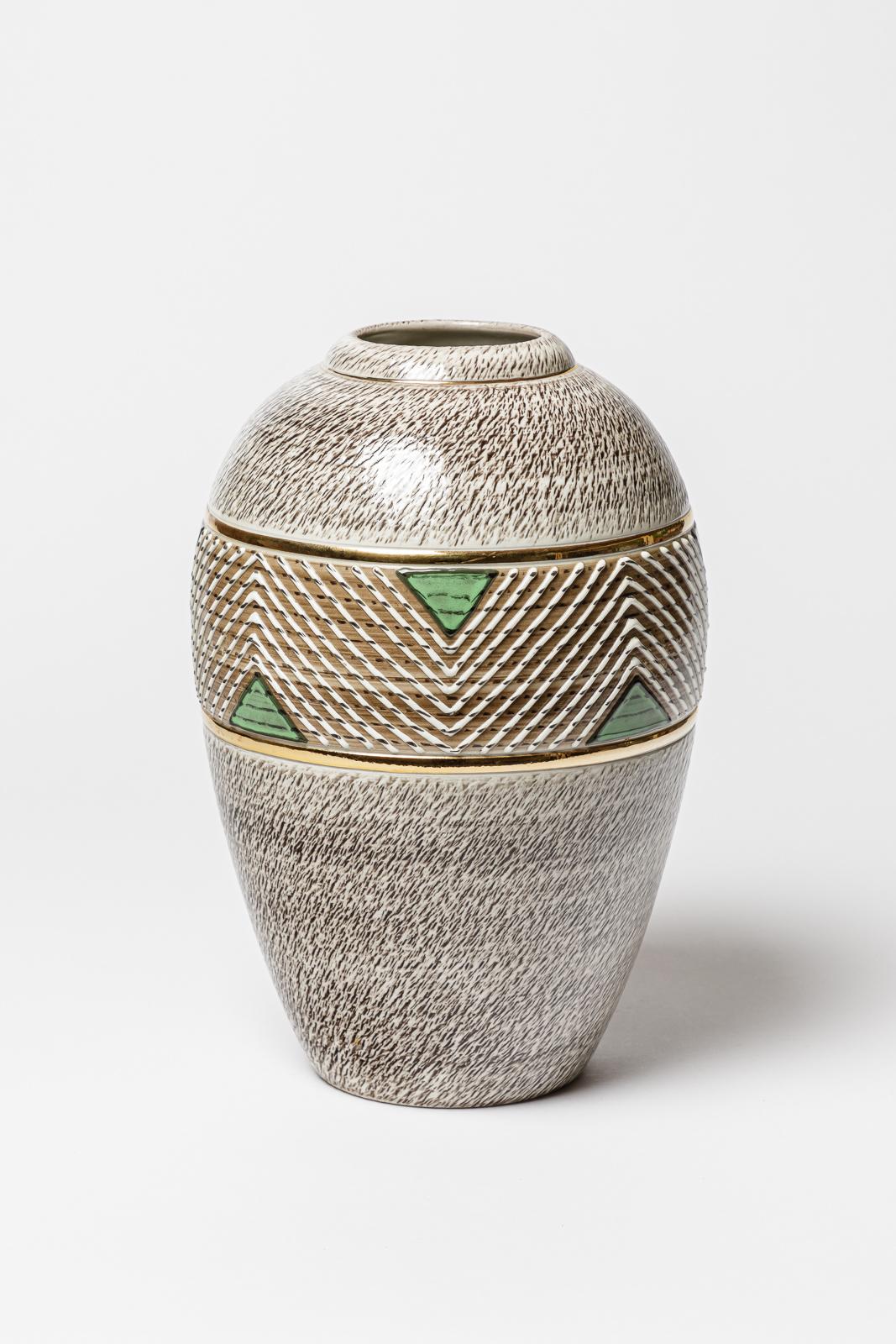 Art Déco Vaso in ceramica di Lucien Brisdoux, circa 1960-1970 in vendita