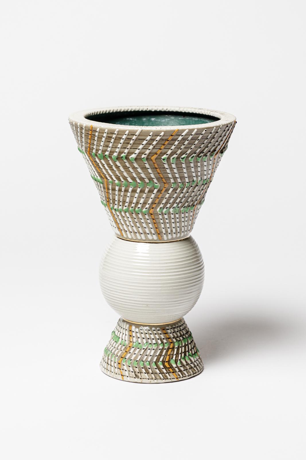 Art Déco Vaso in ceramica di Lucien Brisdoux, circa 1960-1970 in vendita