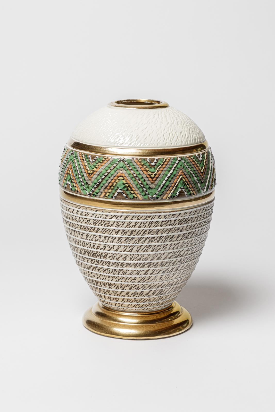 Art Déco Vaso in ceramica di Lucien Brisdoux, circa 1960-1970 in vendita