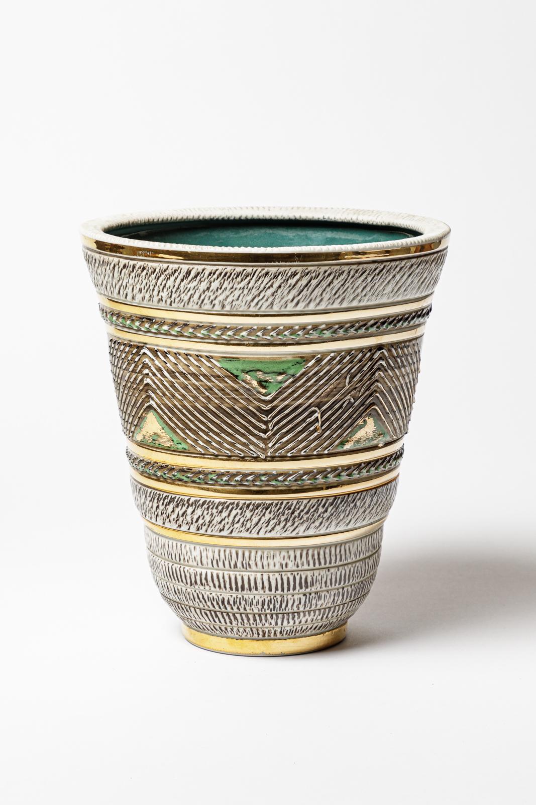 Francese Vaso in ceramica di Lucien Brisdoux, circa 1960-1970 in vendita