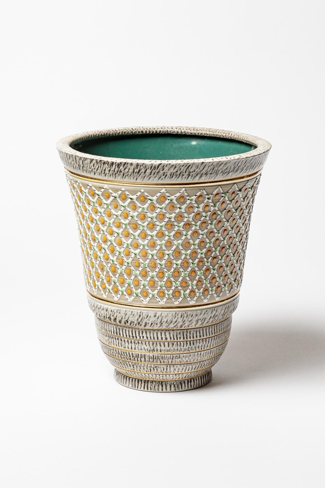 Francese Vaso in ceramica di Lucien Brisdoux, circa 1960-1970 in vendita