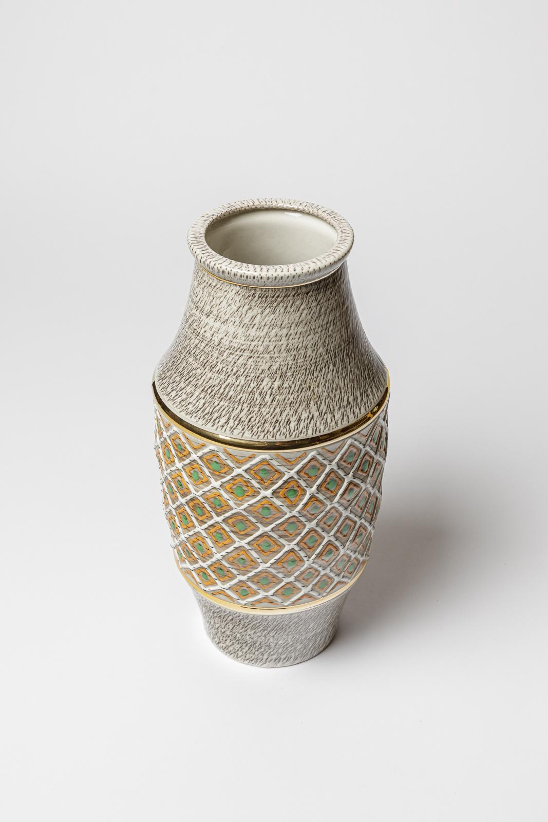Vaso in ceramica di Lucien Brisdoux, circa 1960-1970 In condizioni ottime in vendita a Saint-Ouen, FR