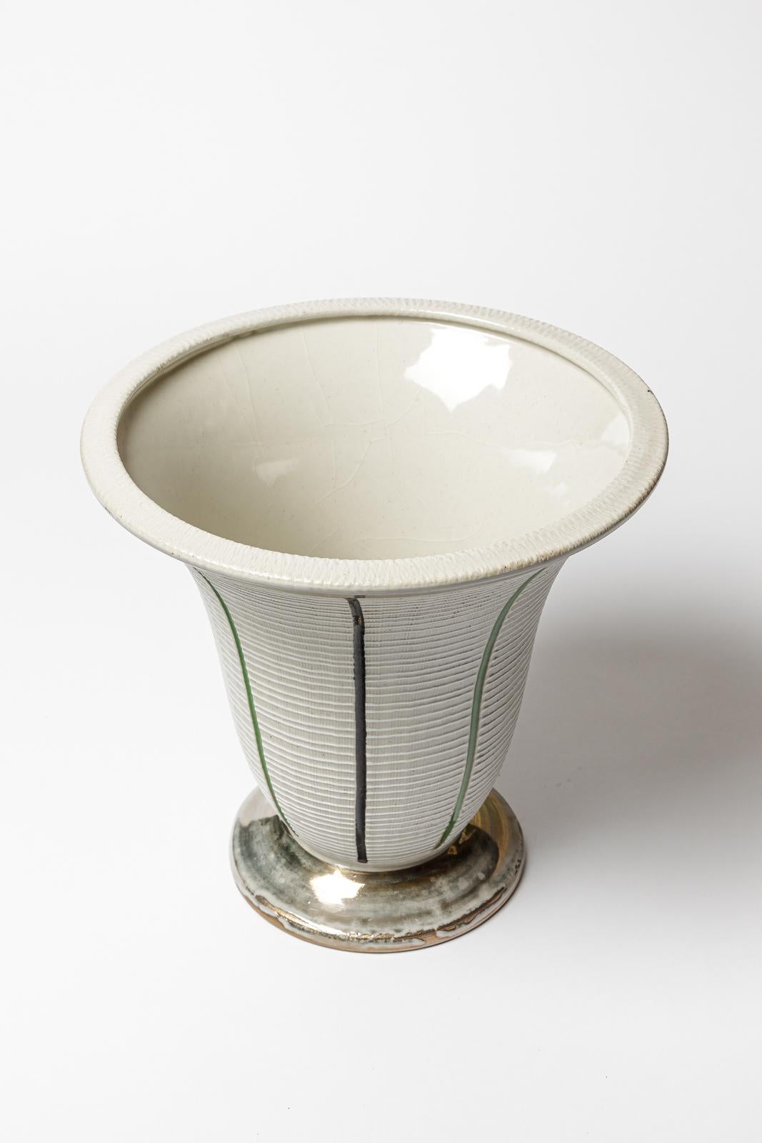 Vaso in ceramica di Lucien Brisdoux, circa 1960-1970 In condizioni ottime in vendita a Saint-Ouen, FR