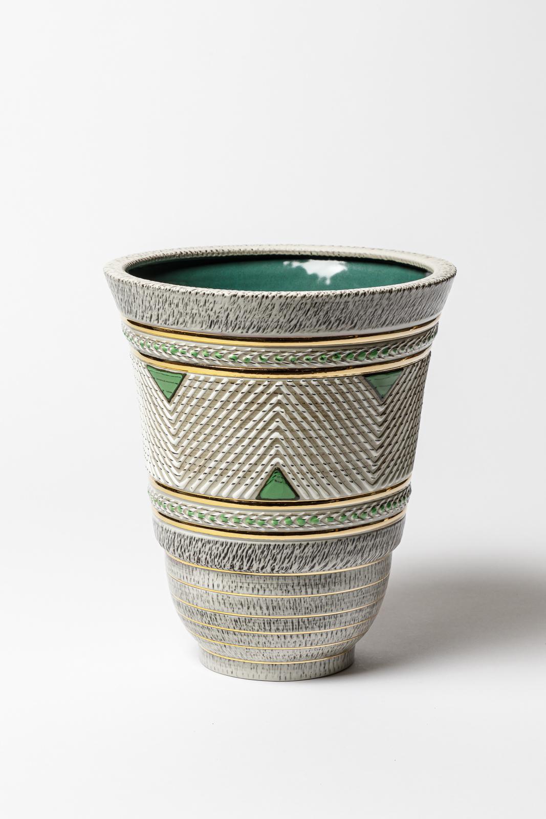 Vase en céramique de Lucien Brisdoux, vers 1960-1970 Excellent état - En vente à Saint-Ouen, FR