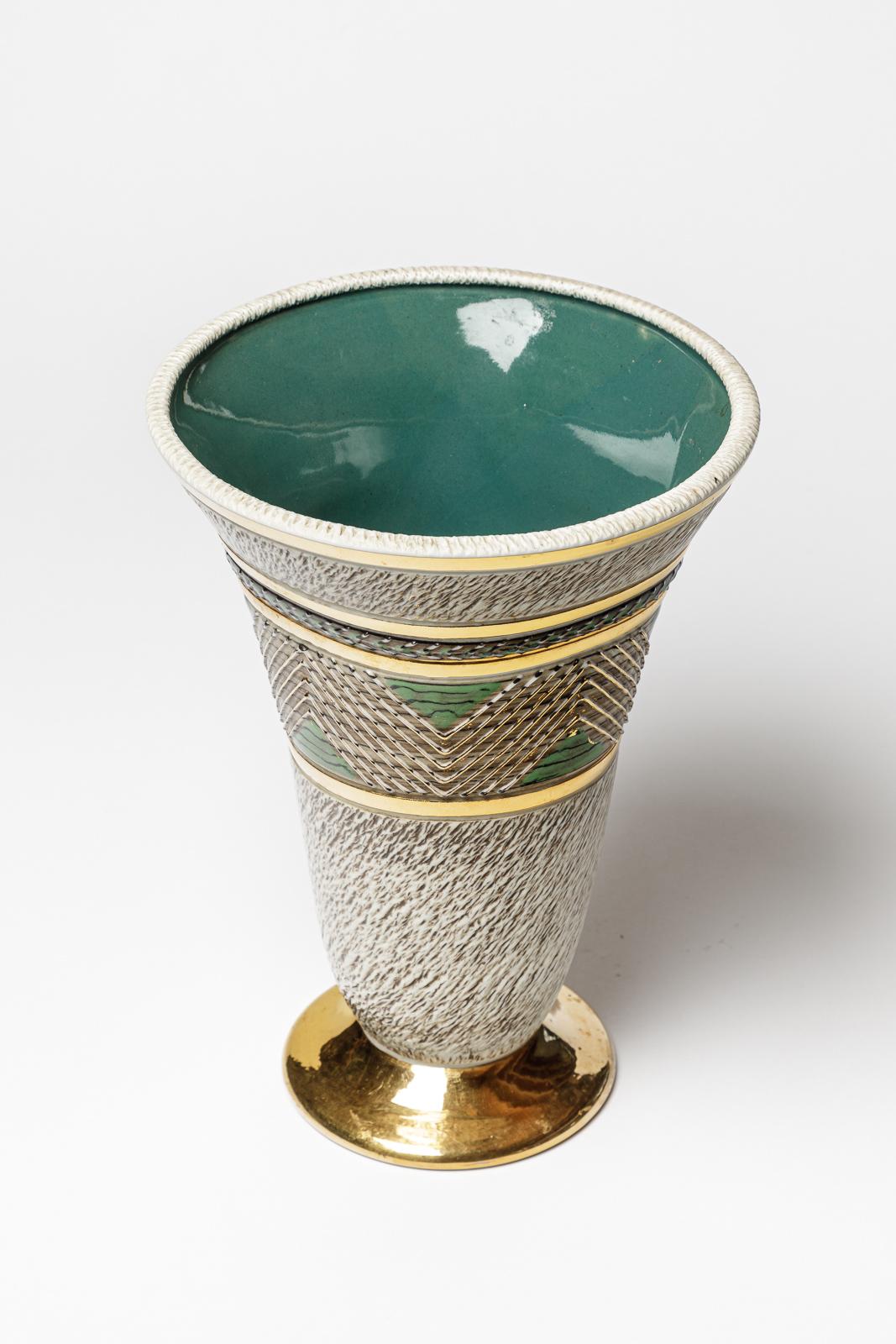 Vaso in ceramica di Lucien Brisdoux, circa 1960-1970 In condizioni ottime in vendita a Saint-Ouen, FR