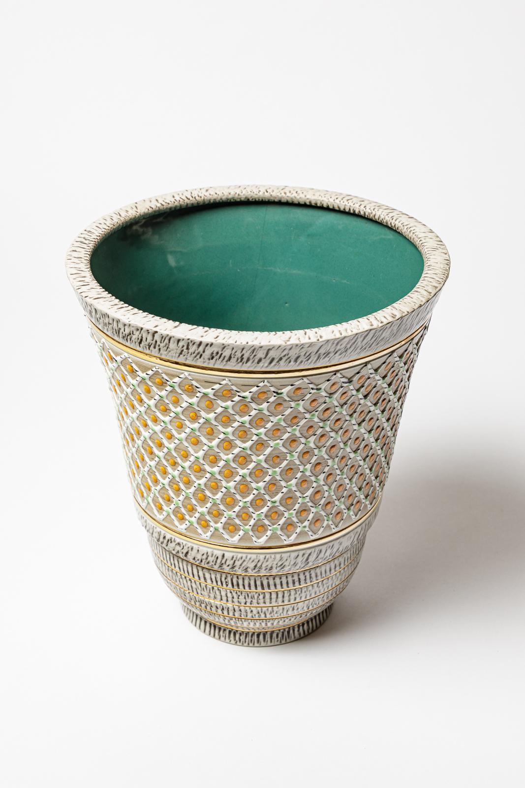 XX secolo Vaso in ceramica di Lucien Brisdoux, circa 1960-1970 in vendita