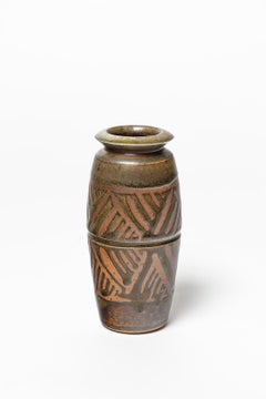 Green and black stoneware decoratives Ceramic Vase , circa 1980