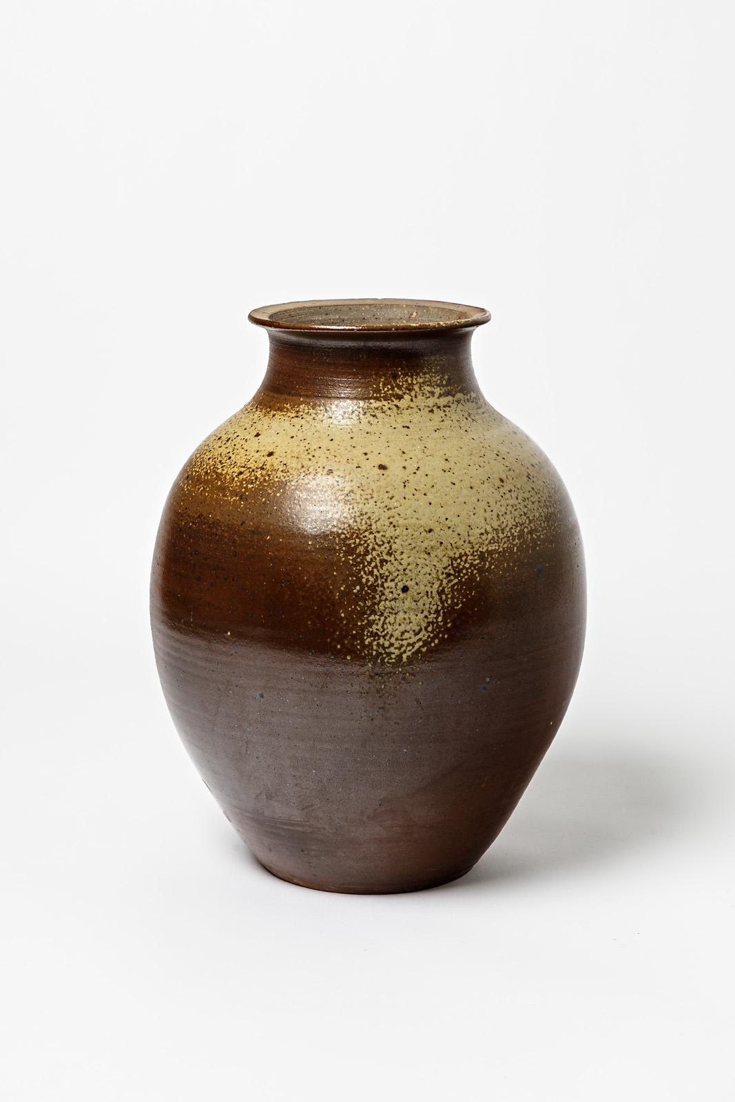 French Ceramic Vase in the Style of Robert Deblander, circa 1980 For Sale