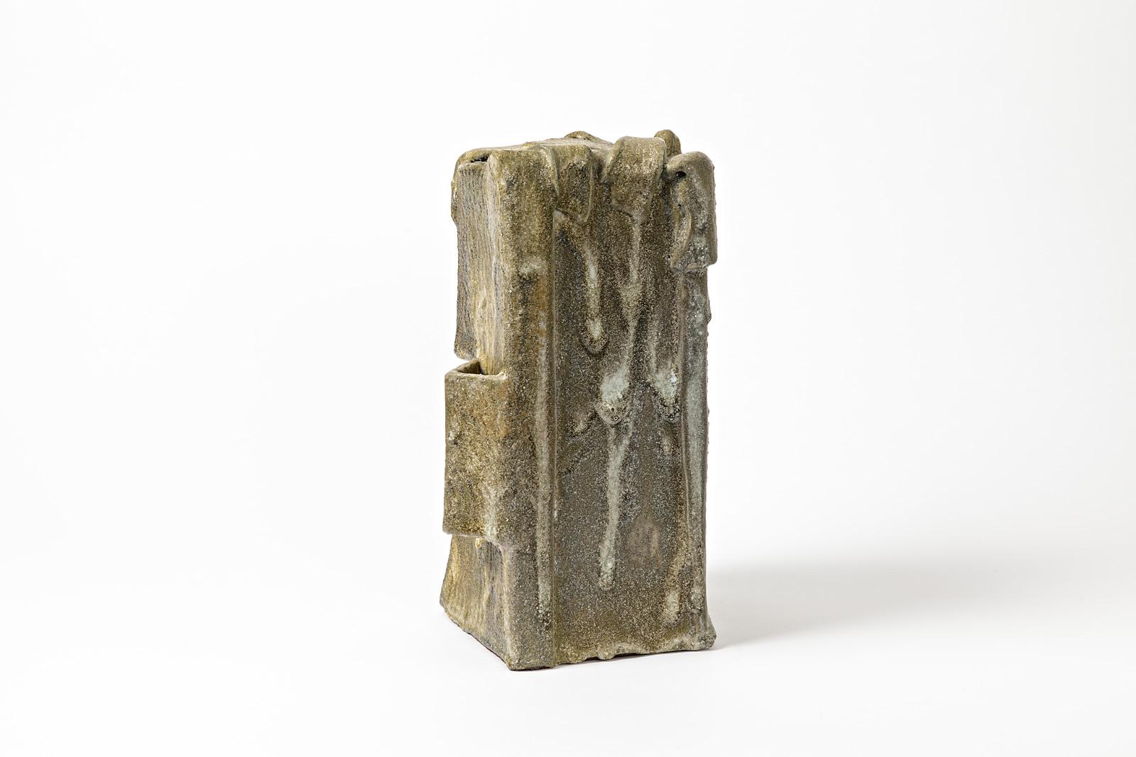 Français Vase-sculpture en céramique de Michel Lanos